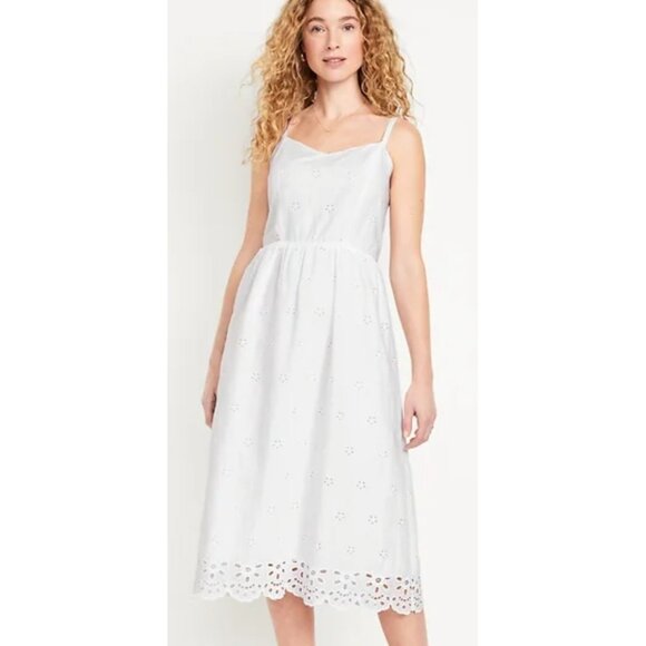 Old Navy Eyelet Sundress Sz XXL Smocked Summer Cotton Cottage Coastal Cowgirl - Picture 1 of 16